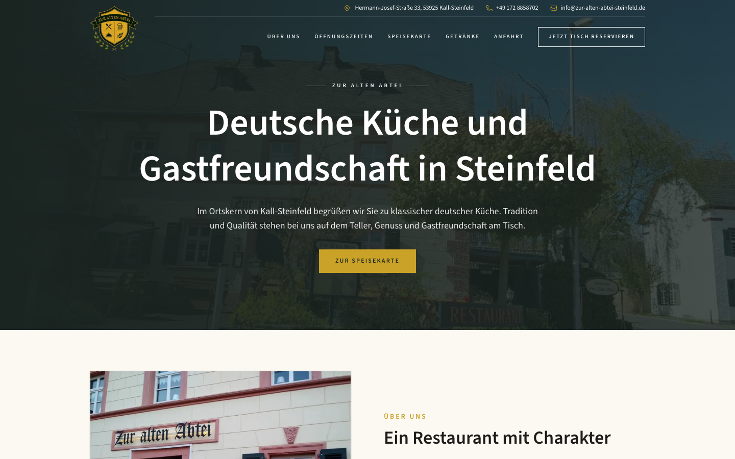 Webseite für ein neues Restaurant