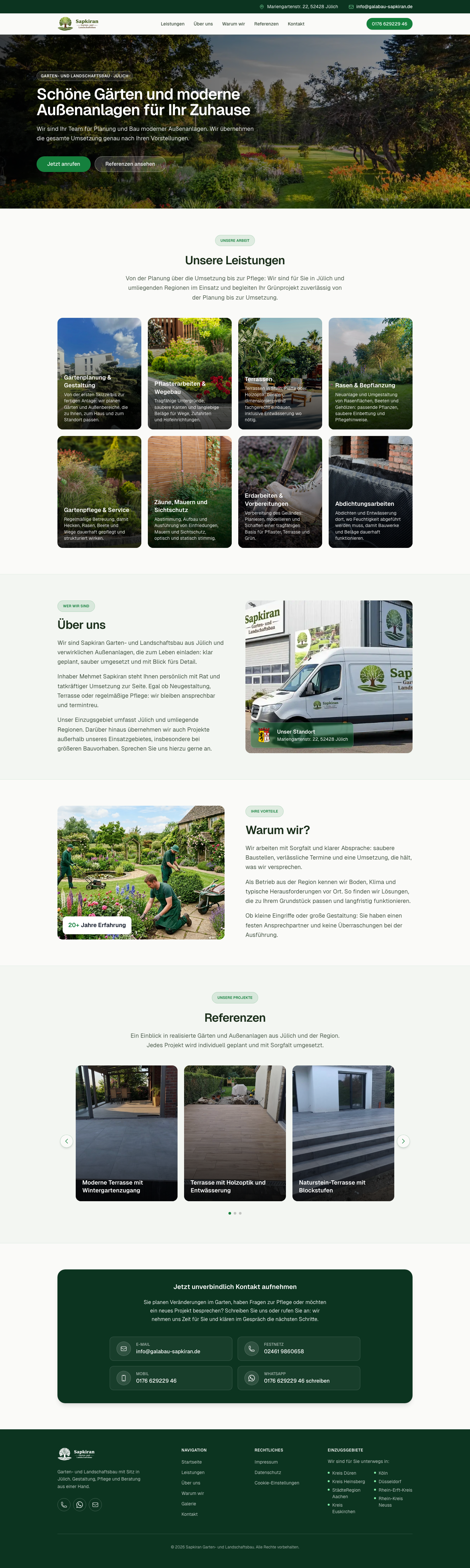 Webseite für Garten- und Landschaftsbau Unternehmen